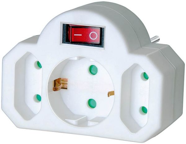 Adapterstecker Euro 2 + Schutzkontak1 mit Schalter