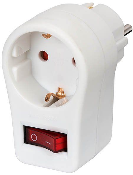 Adapterstecker Schutzkontakt mit Schalter